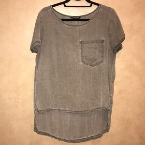 Express denim wash high low top
